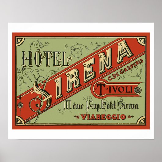 Poster Hotel Sirena (Tivoli - Italie) (Devant)
