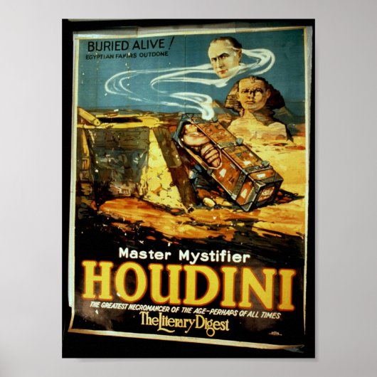 Poster Houdini, le "Literary Digest" Théâtre Vintage (Devant)