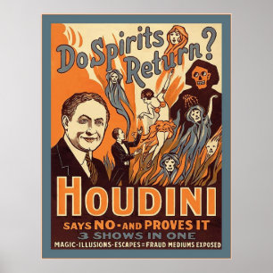 Poster Houdini ~ Les Esprits Retournent-ils ? ~ Magicien