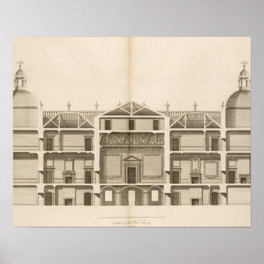 Poster Houghton Hall : section du front ouest, gravée (Devant)