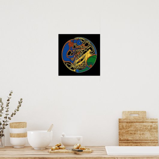 Poster Hound celtique et ornithologie Estampes d'art celt (Cuisine)