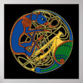 Poster Hound celtique et ornithologie Estampes d'art celt (Devant)