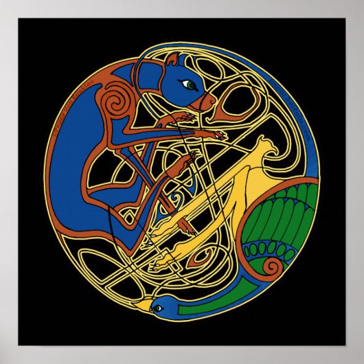 Poster Hound celtique et ornithologie Estampes d'art celt (Devant)
