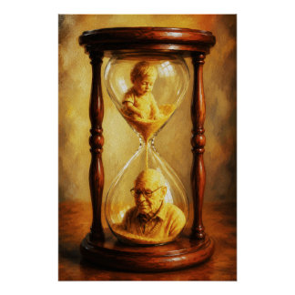 Poster Hourglass of Life Time Passage Symbolic Painting