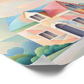 Poster House and Tree in Art Deco Pastels (Coin)