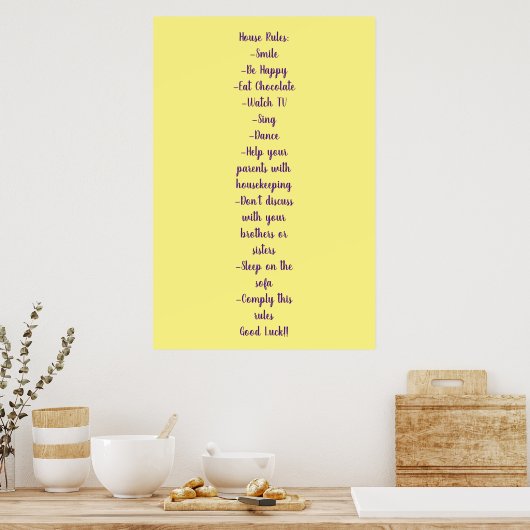 Poster House Rules Normas de la casa (Cuisine)