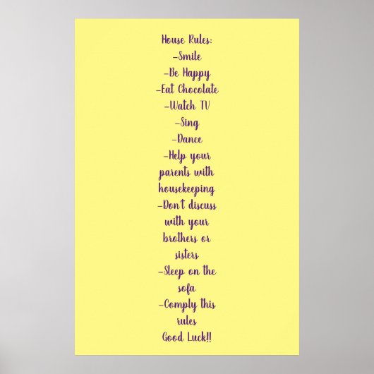Poster House Rules Normas de la casa (Voorkant)