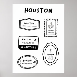 Poster Houston - Collection de timbres de voyage   Minima