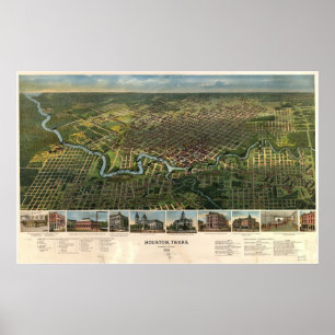 Poster Houston, le Texas 1891