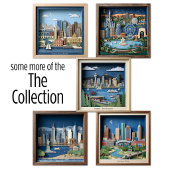 Poster Houston Texas America Layered Paper Art Diorama