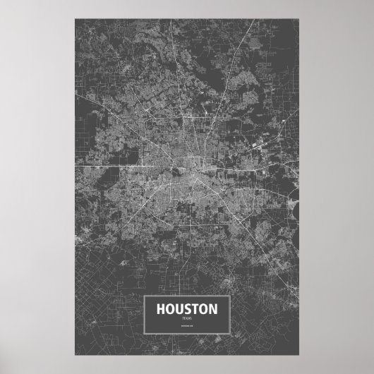 Poster Houston, Texas (blanc sur noir) (Devant)