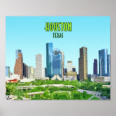Poster Houston Texas Downtown Vintage (Devant)