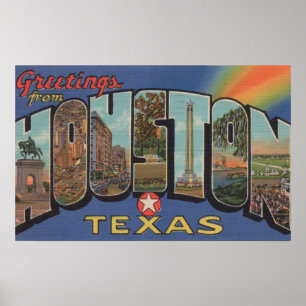 Poster Houston, Texas - Scènes de grandes lettres