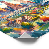 Poster Houston Texas USA Travel Places aquarelle (Coin)