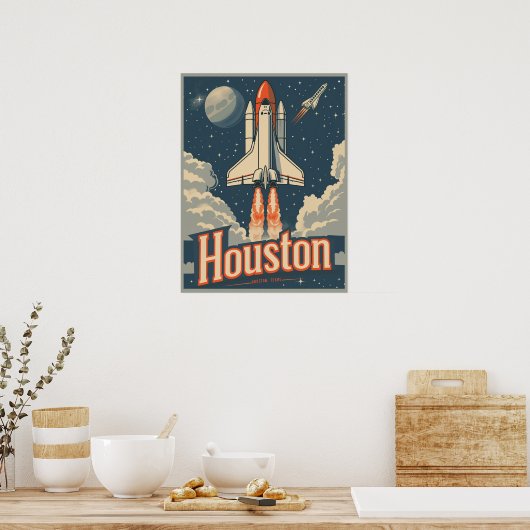 Poster Houston, Texas Vintage (Cuisine)
