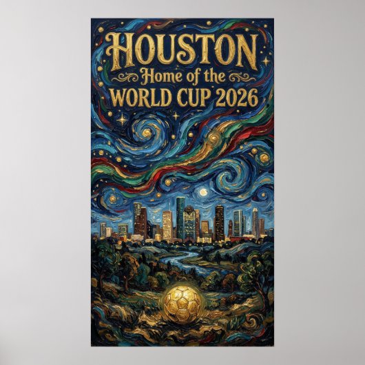 Poster  Houston World Cup 2026 Night Reflection Soccer (Devant)