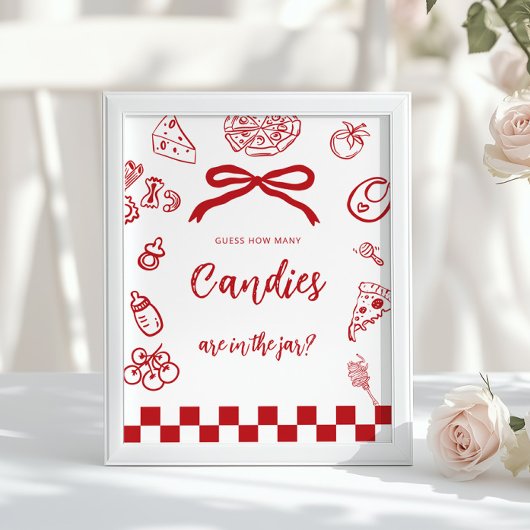 Poster How many candies Italian Red Bow Hand drawn game