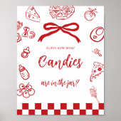 Poster How many candies Italian Red Bow Hand drawn game (Devant)