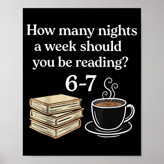 Poster How Many Nights 6 7 Meme Funny Reading Book Lovers (Devant)