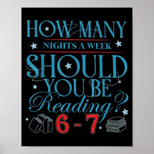 Poster How Many Nights A Week Should You Be Reading 6–7 T (Devant)