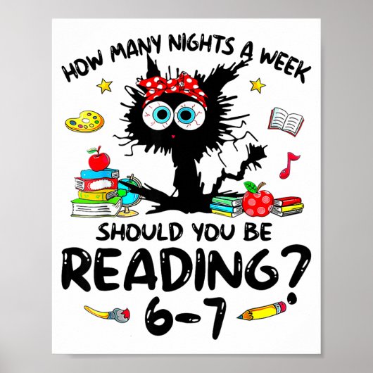 Poster How Many Nights A Week Should You Be Reading 6–7 T (Devant)