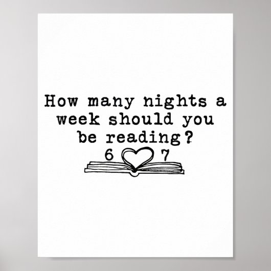 Poster How Many Nights A Week Should You Be Reading 6-7 T (Devant)