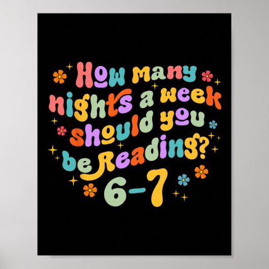 Poster How Many Nights Reading 67 Funny Meme Six Seven Te (Devant)