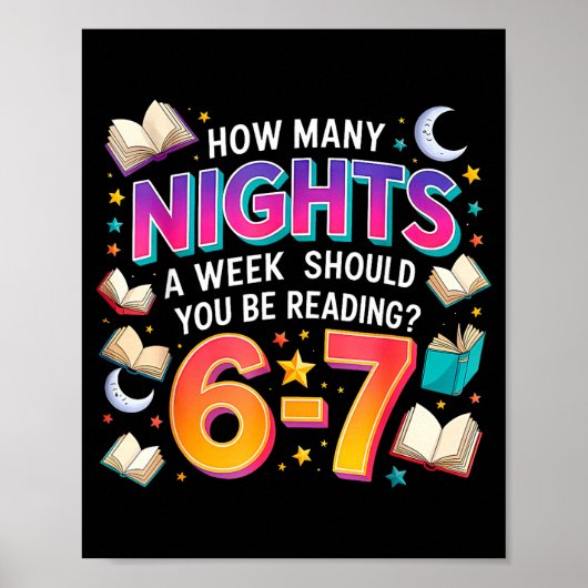 Poster How Many Nights Reading 67 Funny Meme Six Seven Te (Devant)