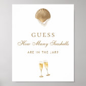 Poster How Many Seashells Bridal Shower Game Sign (Devant)