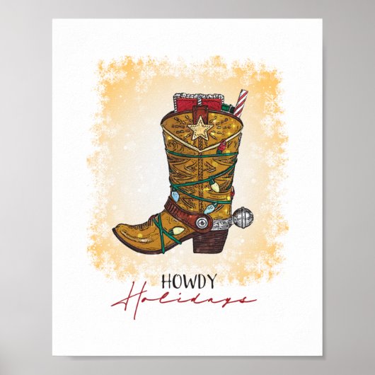 Poster Howdays Christmas Lights Cowboy Boot (Devant)