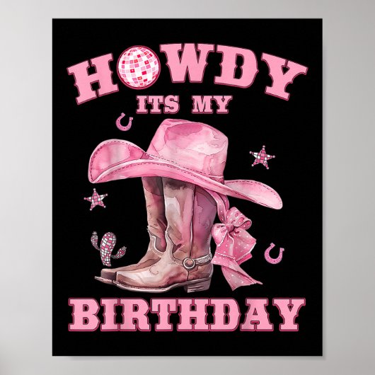 Poster Howdy C'Est Ma Femme D'Anniversaire Western Rodeo (Devant)
