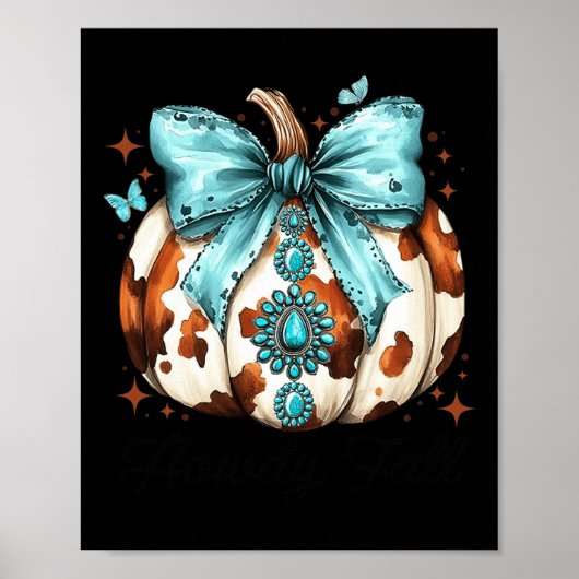 Poster Howdy Fall Western Citrouille Halloween Cowhide Pu (Devant)