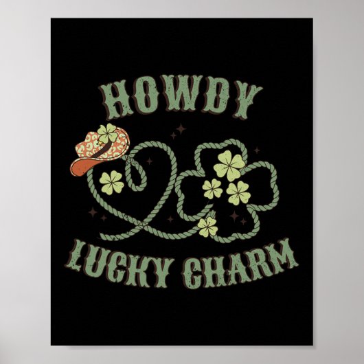 Poster Howdy Lucky Charm Western St Patrick Shamrock (Devant)