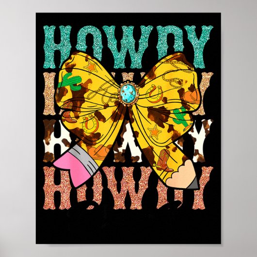 Poster Howdy Pre-k 1st Grade Teacher Western Cowboy Cowgi (Devant)