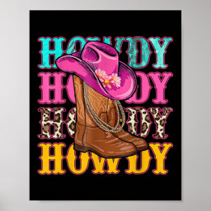 Poster Howdy Southern Western Girl Country Rodeo Cowgirls