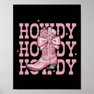 Poster Howdy Southern Western Girl Country Rodeo Rose Cow