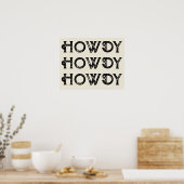 Poster Howdy Typographie Western Wall Ranch Cabine Accuei (Cuisine)