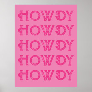 Poster Howdy Typographie Western Wall Ranch Cabine Accuei
