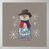 Poster Howdy Winter Cowboy Snowman (Devant)