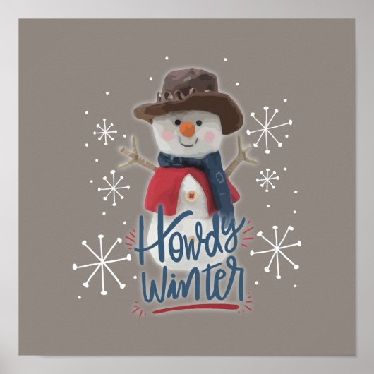 Poster Howdy Winter Cowboy Snowman (Devant)