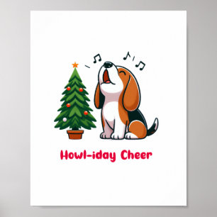 Poster Howl-iday Cheer Beagle Avec Un Design D'Arbre De N