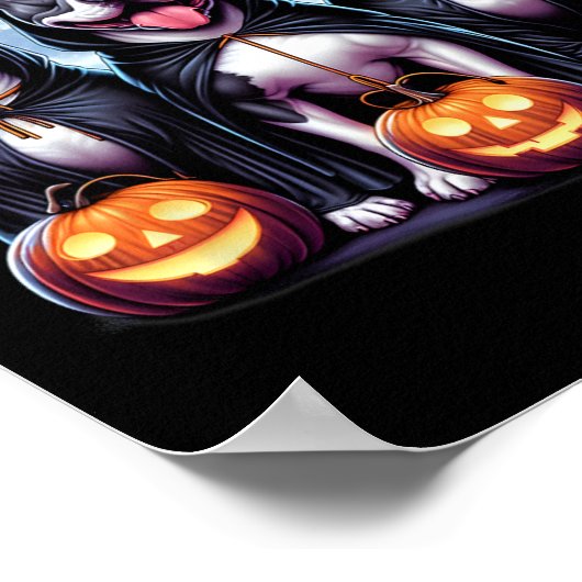Poster Howl-o-ween Halloween Pitbull Chien Citrouille Gho (Coin)