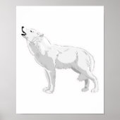 Poster howling white wolf (Devant)