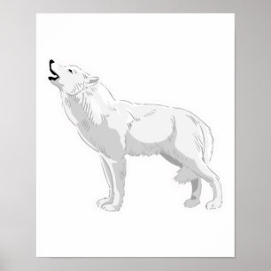 Poster howling white wolf