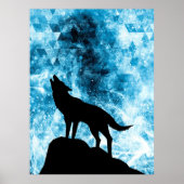 Poster Howling Winter Wolf enneigé bleu fumée Abstraite (Devant)