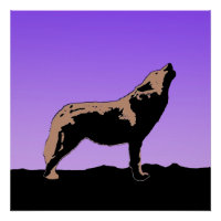 Howling Wolf at Sunset - Art faunique original