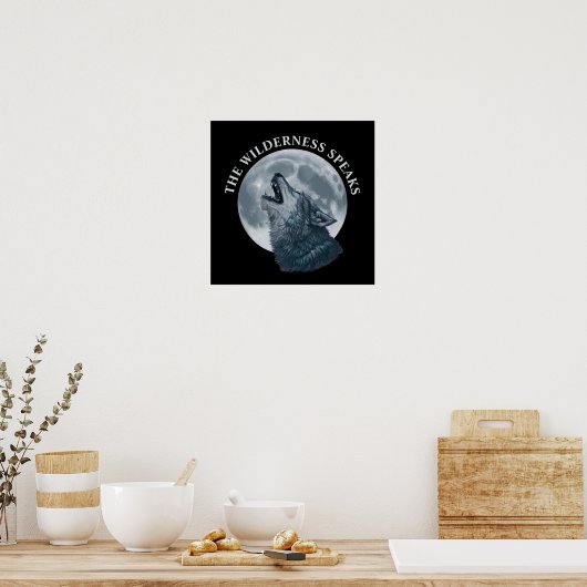 Poster Howling Wolf et Moon (Cuisine)
