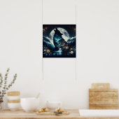 Poster Howling Wolf | Pleine lune Ai Art (Cuisine)