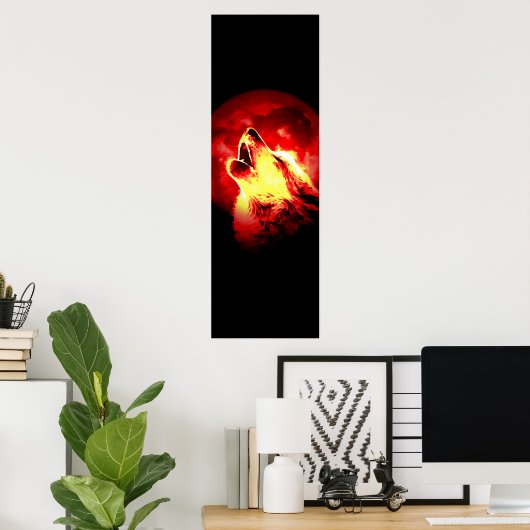 Poster Howling Wolf & Red Moon (Bureau à domicile)