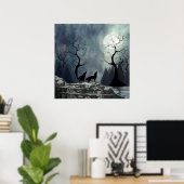 Poster Howling Wolf Silhouette (Bureau à domicile)